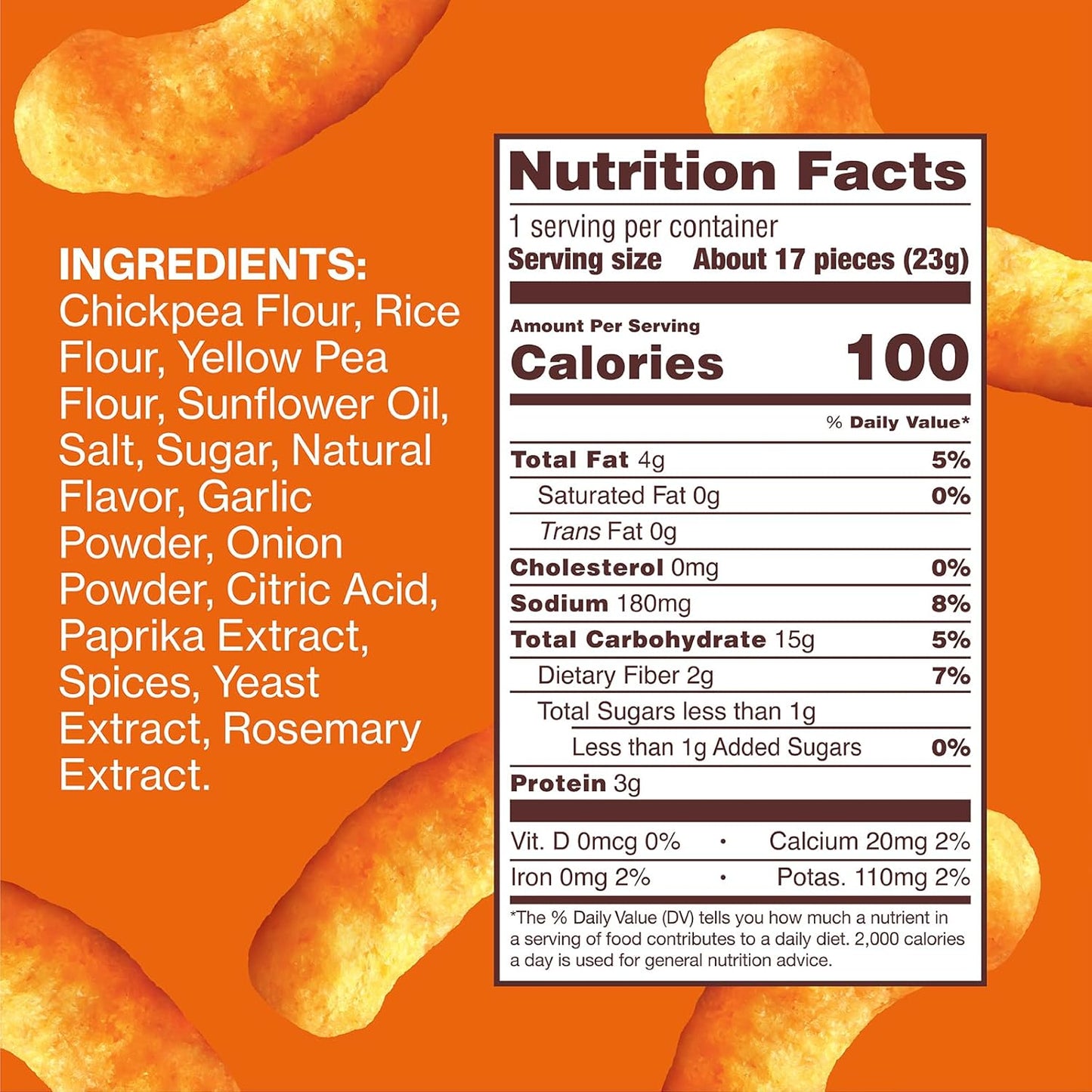 Hippeas Chickpea Puffs, Vegan Nacho Vibes, 0.8 Ounce (Pack of 18), 3g Protein, 2g Fiber, Vegan, Gluten-Free, Crunchy, Plant Protein Snacks