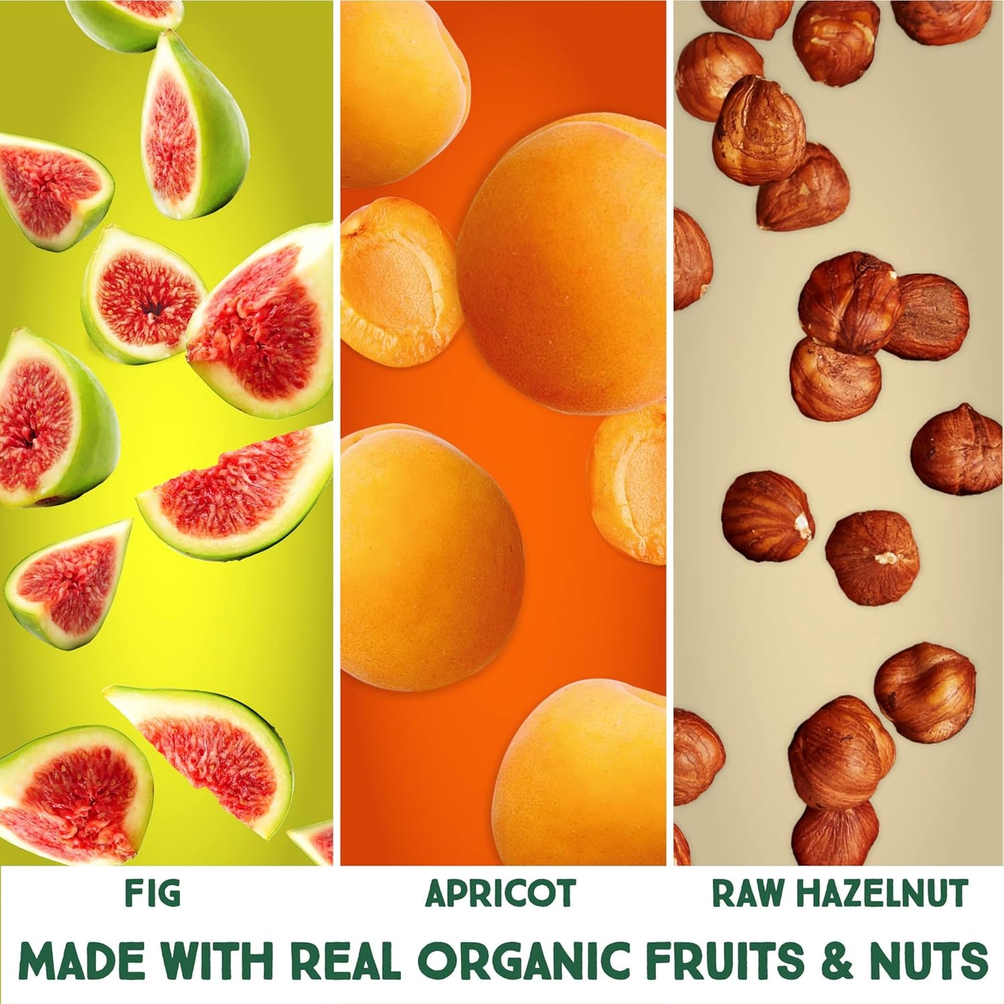 Happy Village Organic Fig & Nut Bar, APRICOT | Only 3 Ingredients, Gluten Free, No Added Sugar, Kosher, Non-GMO, Vegan, Good Source of Fiber | Organic Healthy Snack Bars (16 bars, 1.4 OZ each)