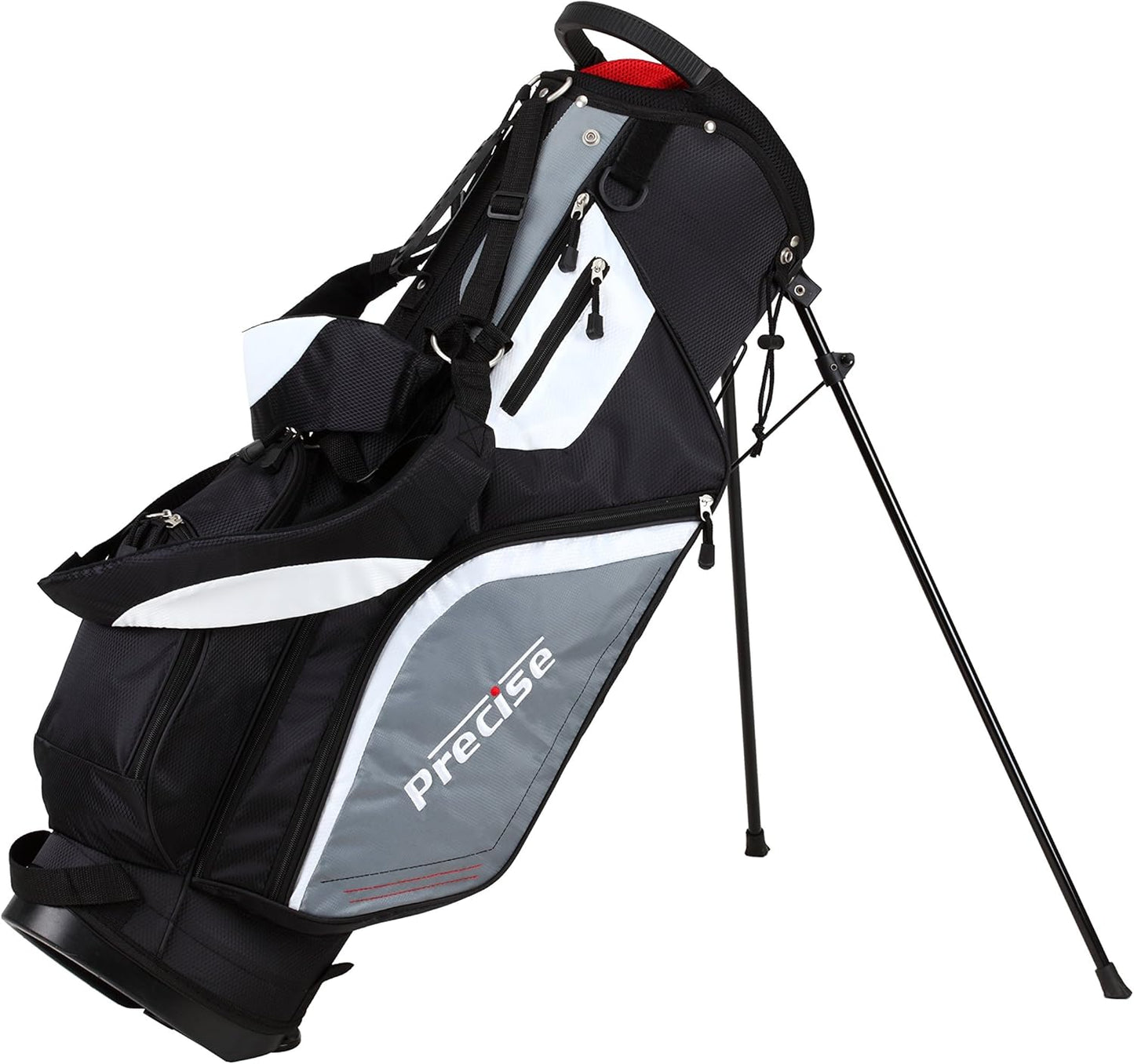 Precise M5 Men's Complete Golf Clubs Package Set Includes Titanium Driver, S.S. Fairway, S.S. Hybrid, S.S. 5-PW Irons, Putter, Stand Bag, 3 H/C's