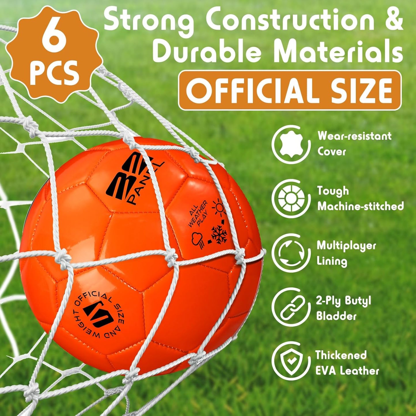 Deflated Soccer Balls with Pump Bulk Outdoor and Indoor Training Practice Soccer Ball Machine Stitched for Sports Birthday Gift Party Supplies