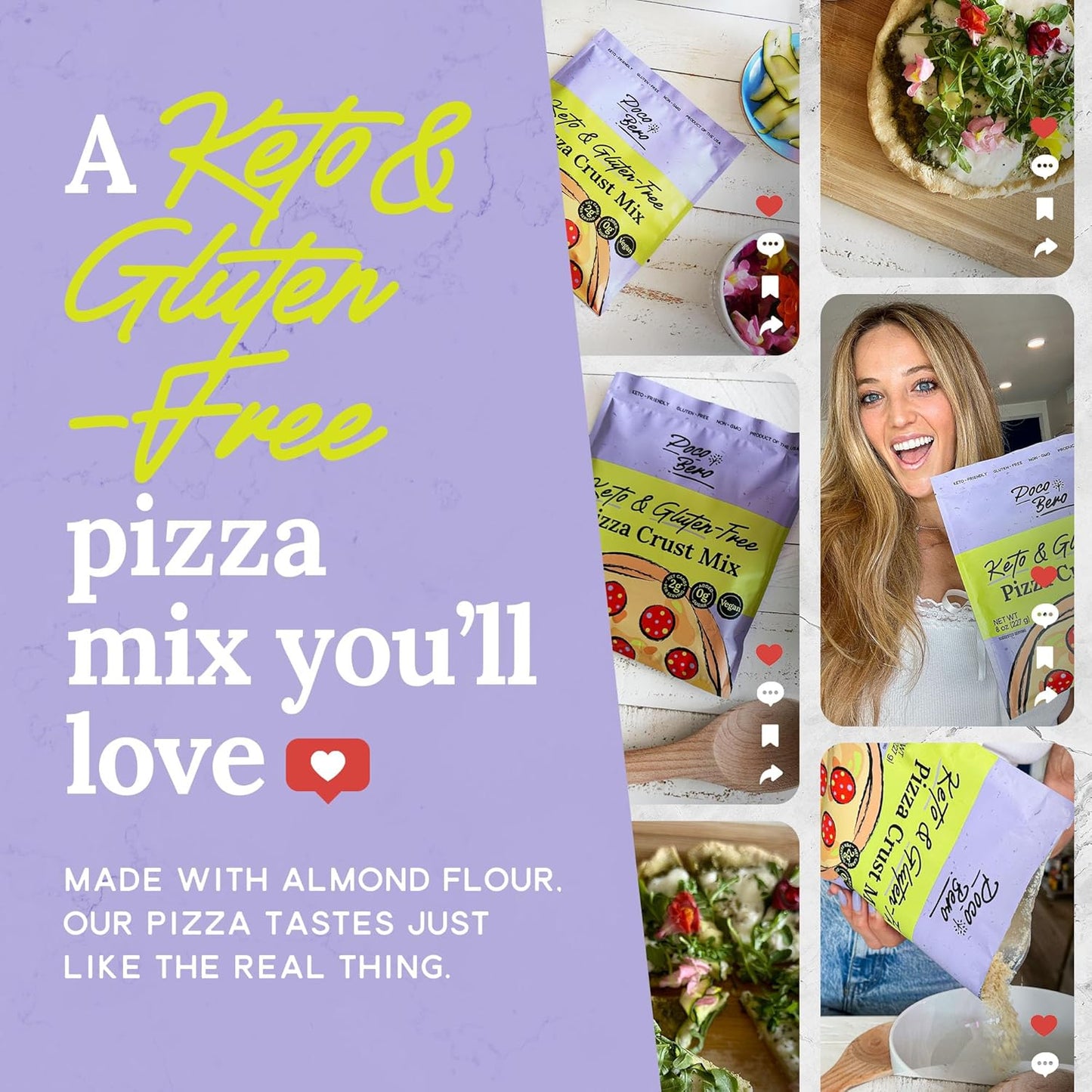 Poco Bero – Gluten-Free Pizza Dough Mix | Keto Piza Crust | Low Carb, Grain-Free, Easy to Make | Keto & Gluten-Free Pizza Dough