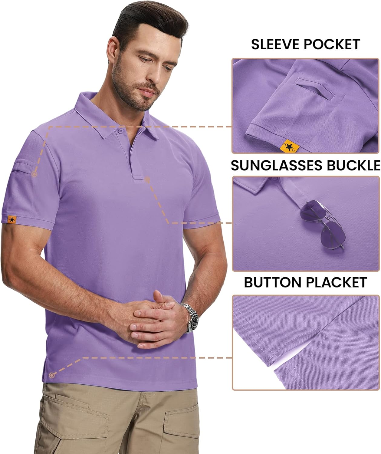 ZITY Mens 2 Pack Polo Shirts Short Sleeve Performance Sports Golf Shirt for Men Tactical Shirt