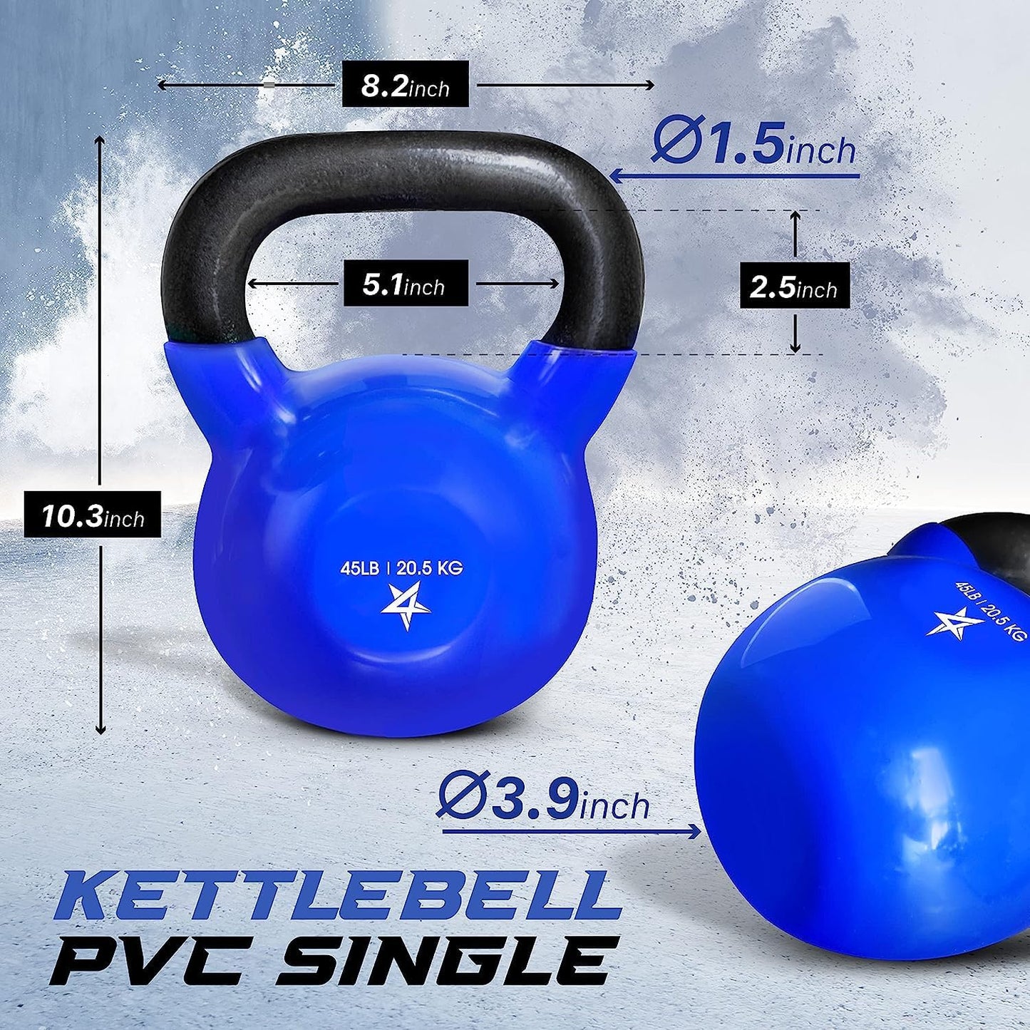 Yes4All 5-100 LB Kettlebells Vinyl Coated Cast Iron for Dumbbell Weights Exercises, Gym, Fitness, Full Body Workout Equipment Push up, Grip and Strength Training