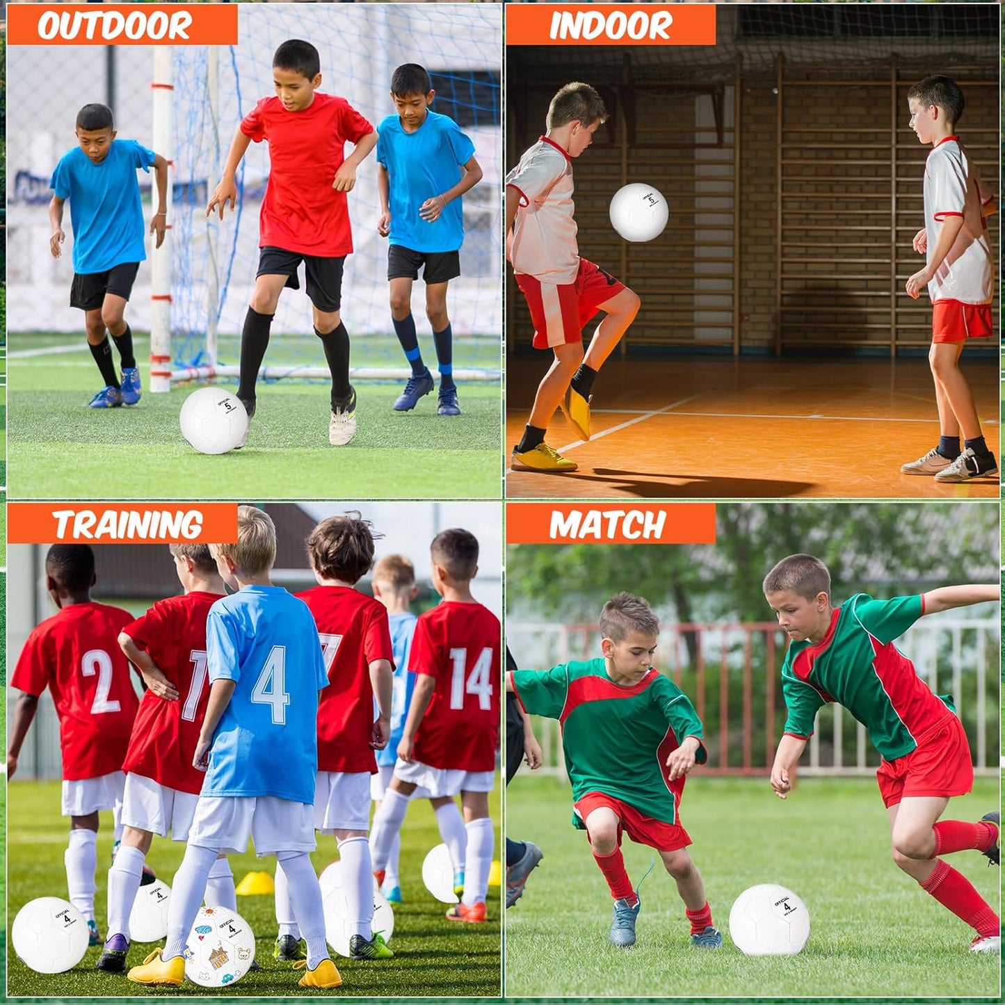 6 Pcs Operation Christmas Soccer Ball Bulk with Pump Needles, Size 3 4 5 Deflated Soccer Ball Gift for Youth Adult Game Training Practice Christian Charity Donation Supplies