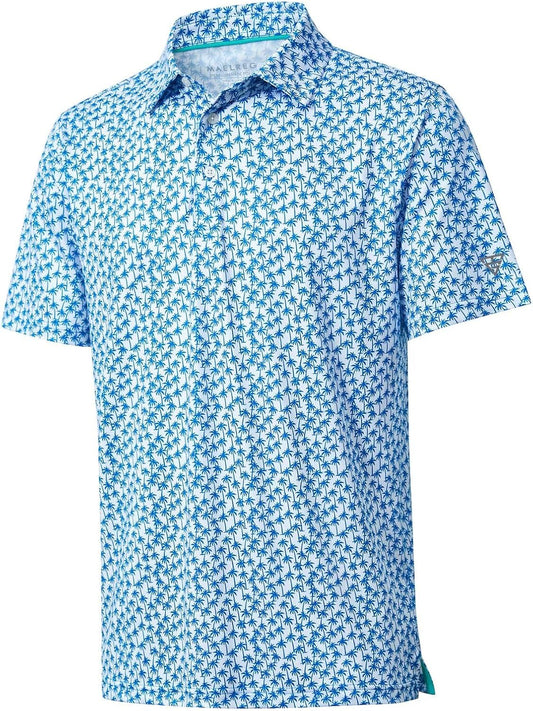 Men's Golf Polo Shirts Short Sleeve Striped Performance Moisture Wicking Dry Fit Golf Shirts for Men