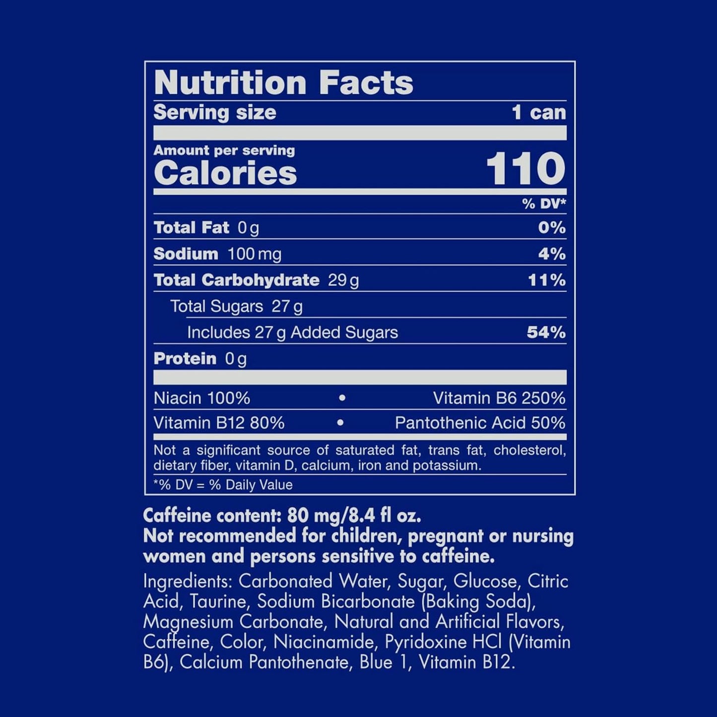 Red Bull Blue Edition Energy Drink, Blueberry, with 80mg Caffeine plus Taurine & B Vitamins, 8.4 Fl Oz, 6 Packs of 4 Cans (Pack of 24)