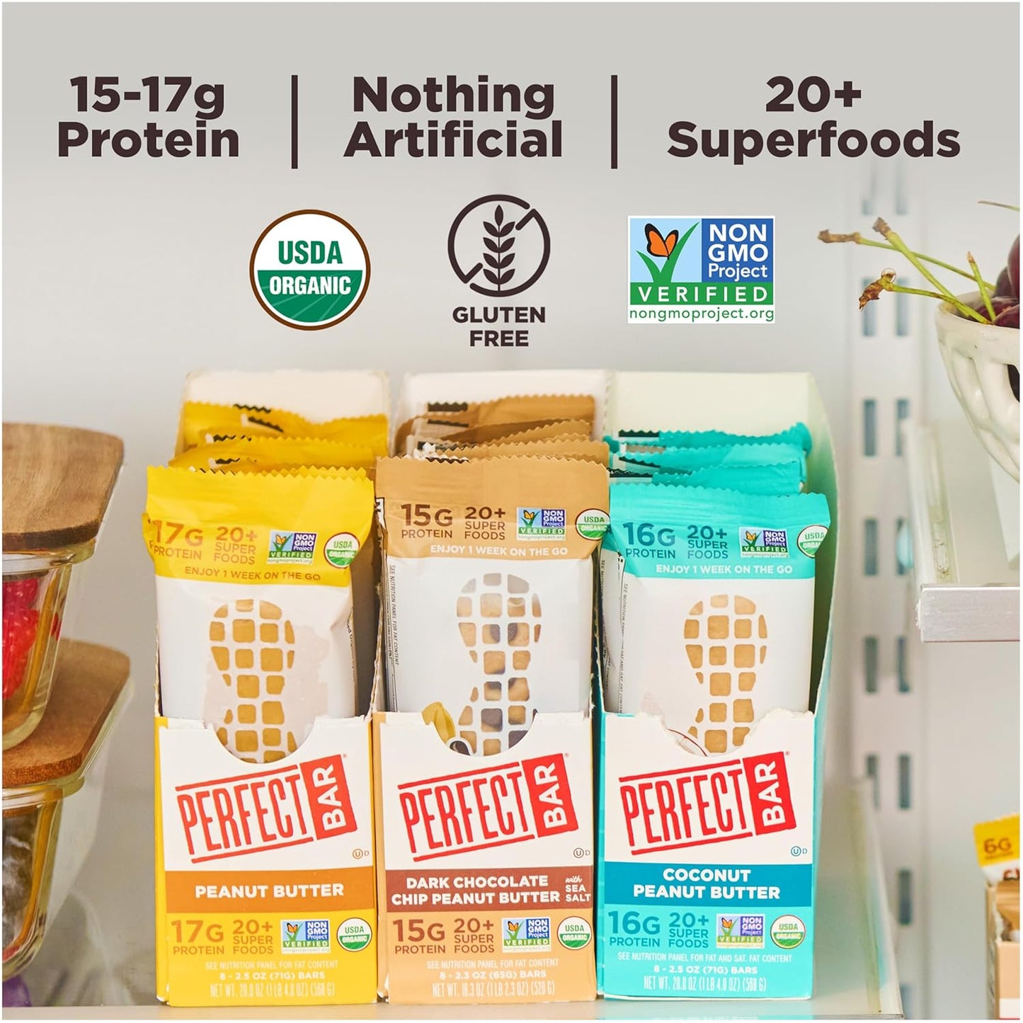 Perfect Bar Original Refrigerated Protein Bar, Peanut Butter Lover's Variety Bundle, 2.2 - 2.5 Ounce Bar, 8 Count (Pack of 3)