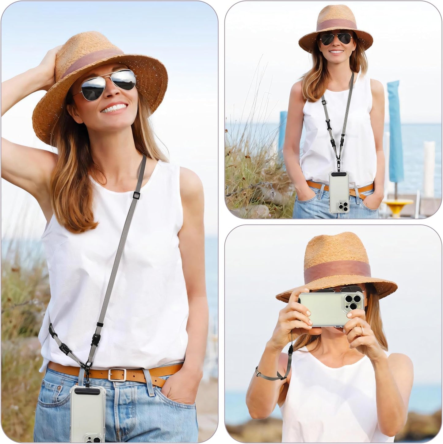 Cell Phone Strap Adjustable Wrist Strap Crossbody Cellphone Holder Extra Long Phone Lanyard Wrist Lanyard (Khaki)