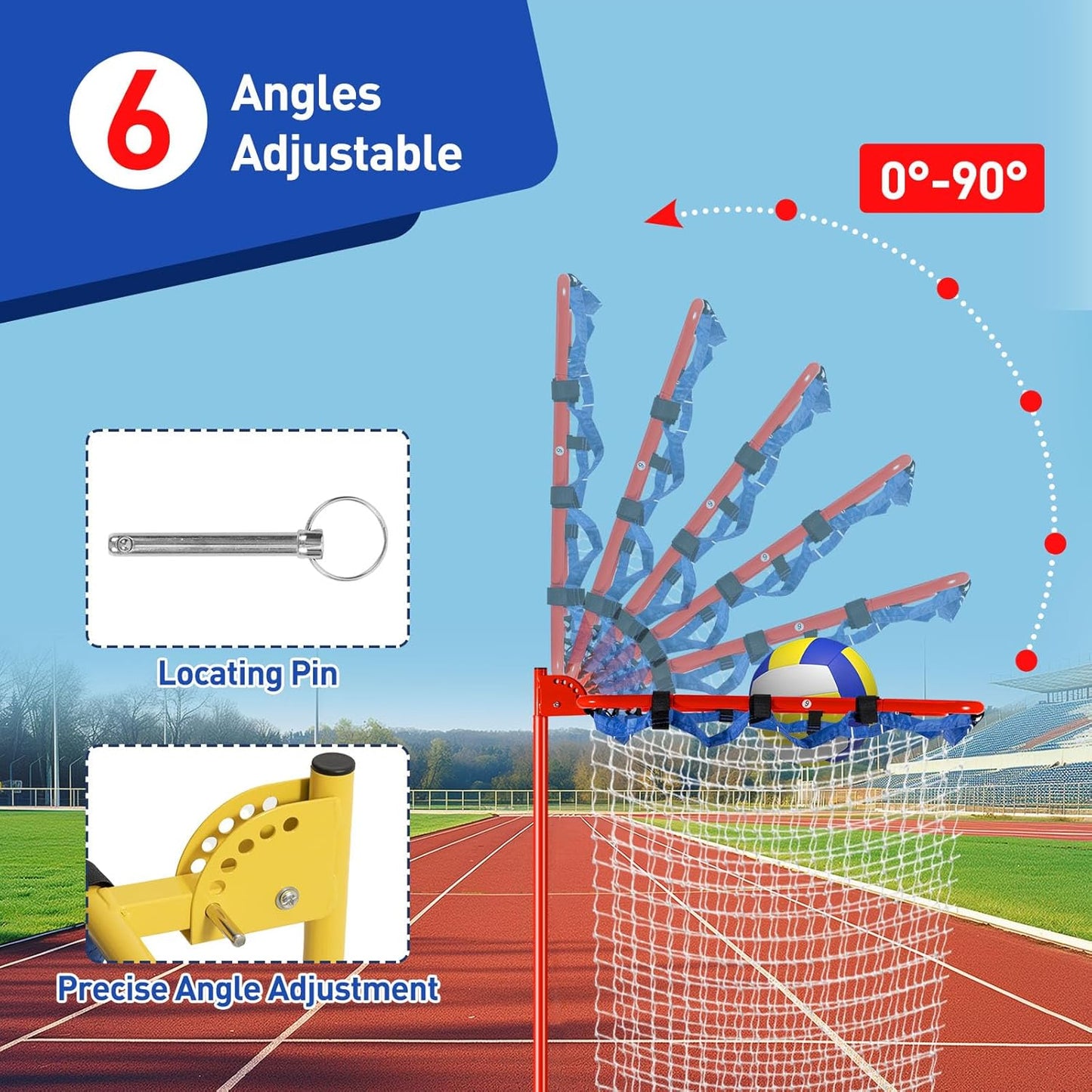 Volleyball Setter Training Equipment 8 Adjustable Heights,Sturdy and Durable 130inch Volleyball Setter Training Net 6 Adjustable Angles for Indoor and Outdoor Training