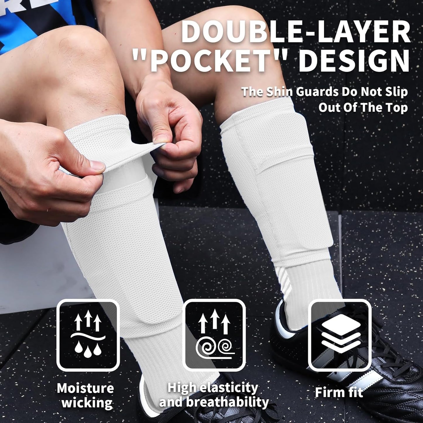 Soccer Shin Guards for Kids Youth Adults - Shin Pads and Sleeves with Optimized Insert Pocket for Boys Girls Men Women for Football Games - Protective Soccer Equipment