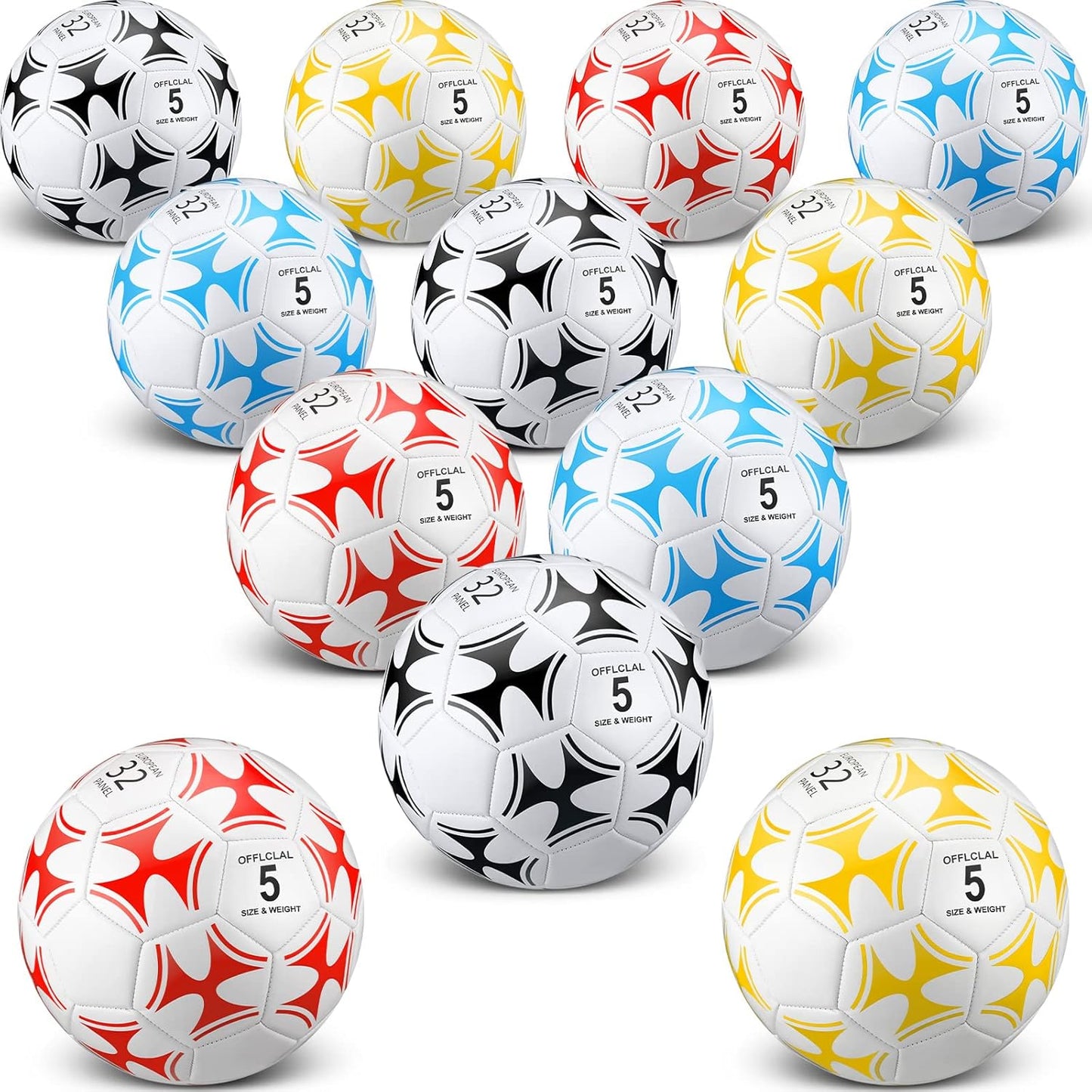 Lenwen 12 Pcs Soccer Balls with Pump Bulk Official Size 5 4 3 Kids Teen Adult Indoor Outdoor Sports Soccer Ball Toddler Youth Gift for Training Game Practice Christmas Operation