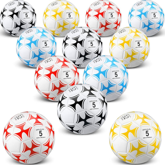 Lenwen 12 Pcs Soccer Balls with Pump Bulk Official Size 5 4 3 Kids Teen Adult Indoor Outdoor Sports Soccer Ball Toddler Youth Gift for Training Game Practice Christmas Operation