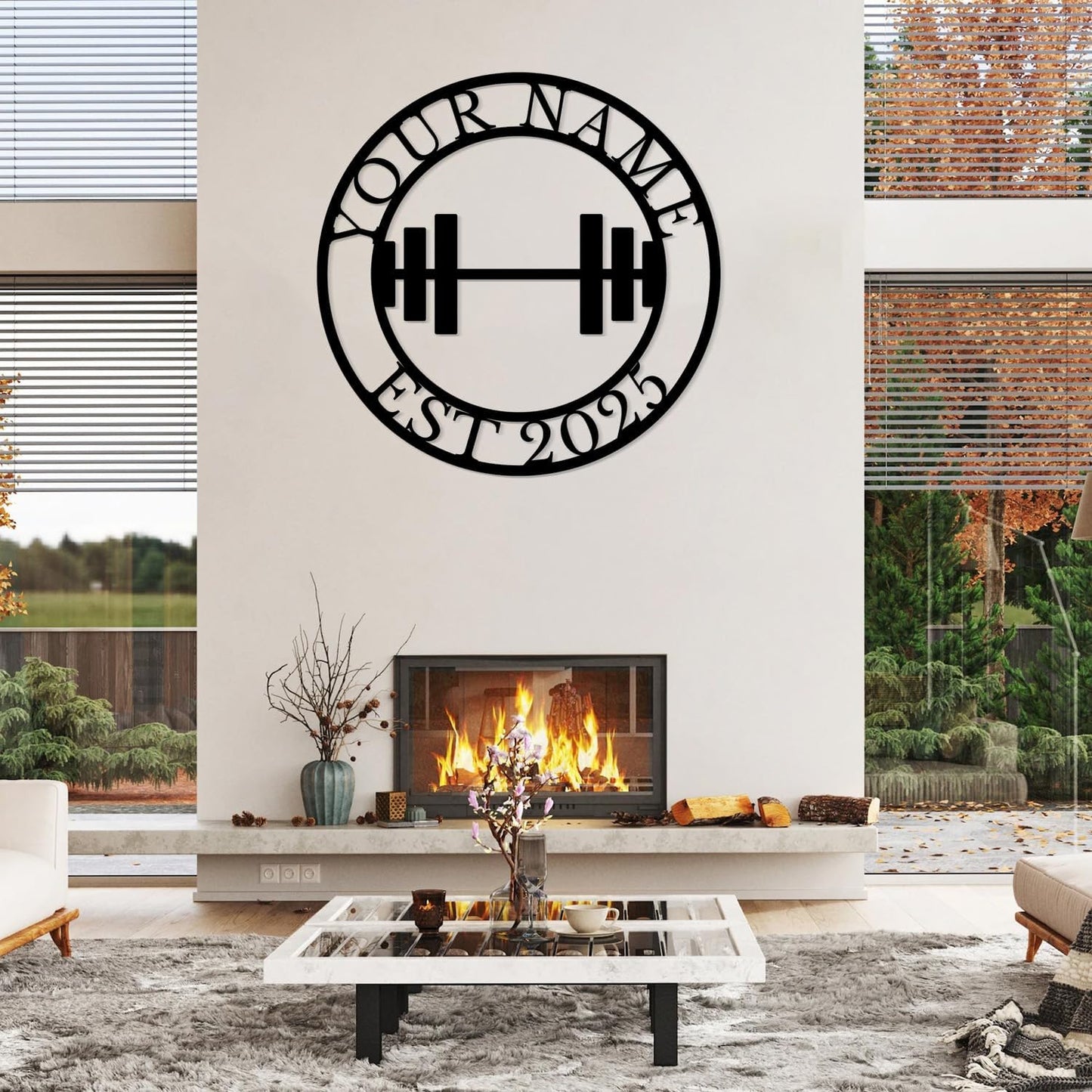 Personalized Metal Gym Sign, Custom Fitness Metal Wall Decor, Yoga Room Sign, fitness room decor, home gym decor, gifts for sports lovers, black metal