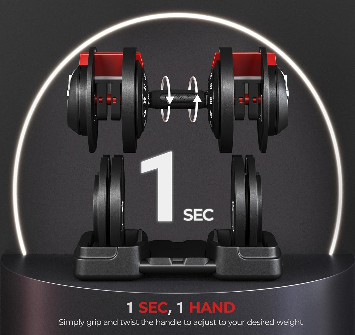 Yaheetech Adjustable Dumbbell Set 28/40/52.5/90LBS Adjustable Dumbbells Fast Adjust Dumbbell Weight Set with Anti-Slip Handle and Tray for Men/Women Home Gym Strength Training Equipment Single/Pair