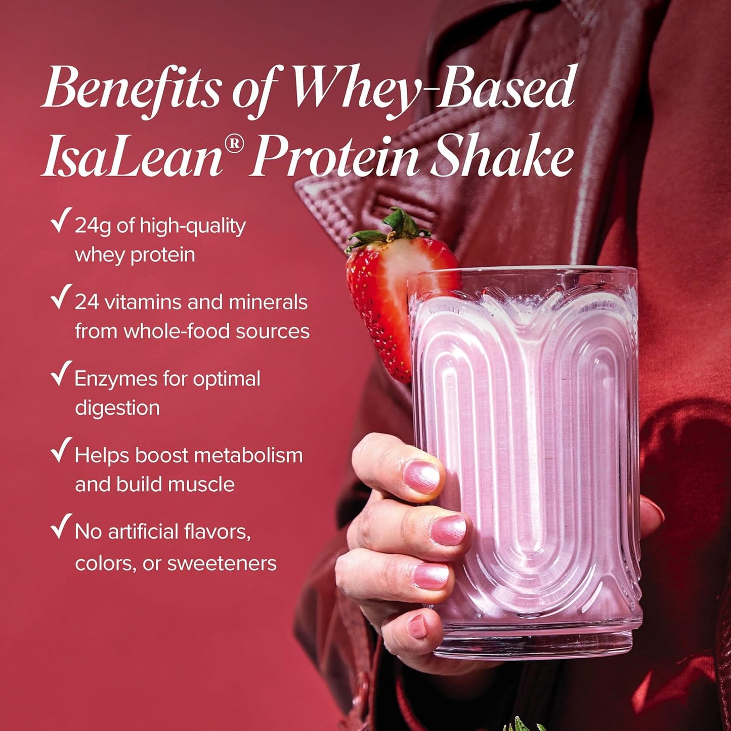 IsaLean Protein Shake - Complete Superfood Meal Replacement for Maintaining Healthy Weight and Lean Muscle Growth with 24 Vitamins and Minerals - 28.6 oz - 14 Meal Canister (Strawberry Cream)