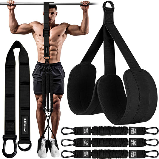 Pull Up Assistance Bands, Adjustable Heavy Duty Resistance Band for Pull Up, 3 Pull Up Bands, Comfortable Fabric Feet/Knee Rest, Assistance Bands for Pull-Up, Home Fitness, Body Stretching