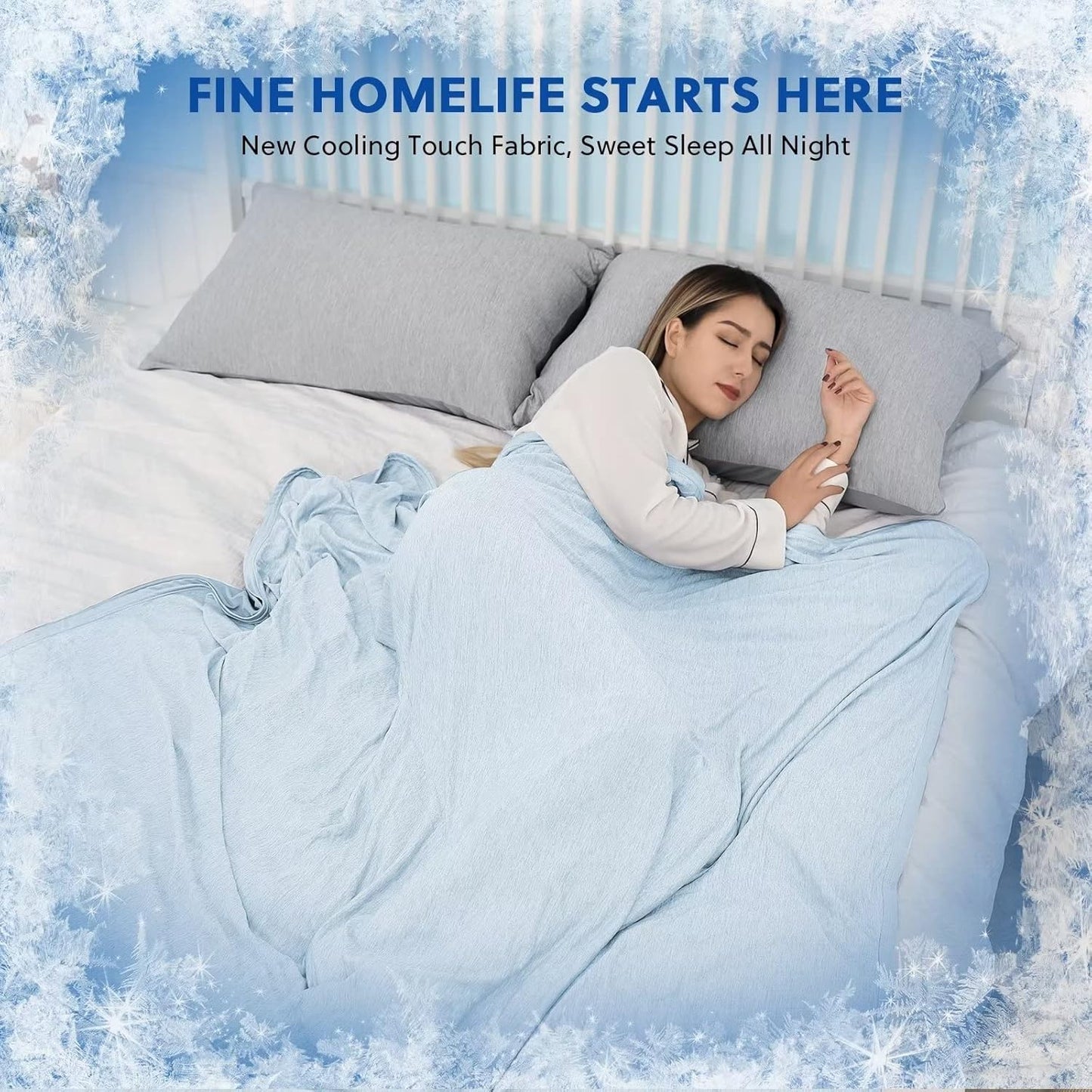 HOMFINE Cooling Blankets for Hot Sleepers - Summer Blanket Thin Lightweight Breathable Soft Double Side Enhanced Cooling for Bed Couch Sofa, Keep Cool for Night Sweats (Light Blue, 50 x 70 inches)