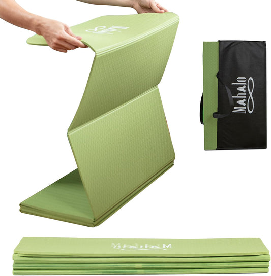 Foldable Yoga Mat + Carry Bag, 6mm 7-fold Workout Mat, Easy to Store, Anti-Slip Folding Exercise Mat for Yoga, Pilates, Home Workouts, and Floor Exercises