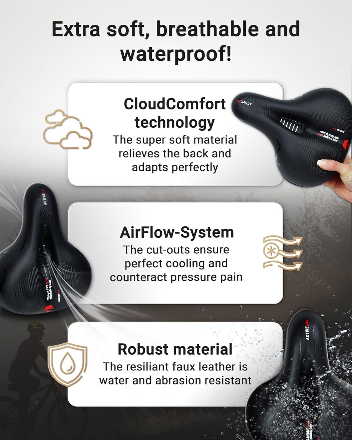 PAJ GPS Bike seat Without Holder - Cloud Comfort Technology - Suitable in Conjunction with The Easy Finder 4G (not Included) as a GPS Tracker for Bicycles, e-Bikes, MTBs, Bicycle Saddle etc.