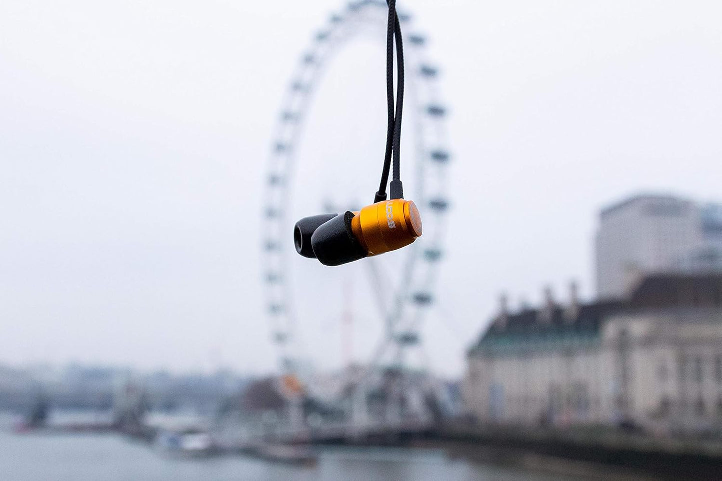 LUDOS Clamor Wired Earbuds in-Ear Headphones, 5 Years Warranty, Earphones with Microphone, Noise Isolating Ear Buds, Memory Foam for iPhone, Samsung, School Students, Kids, Women, Small Ears - Gold