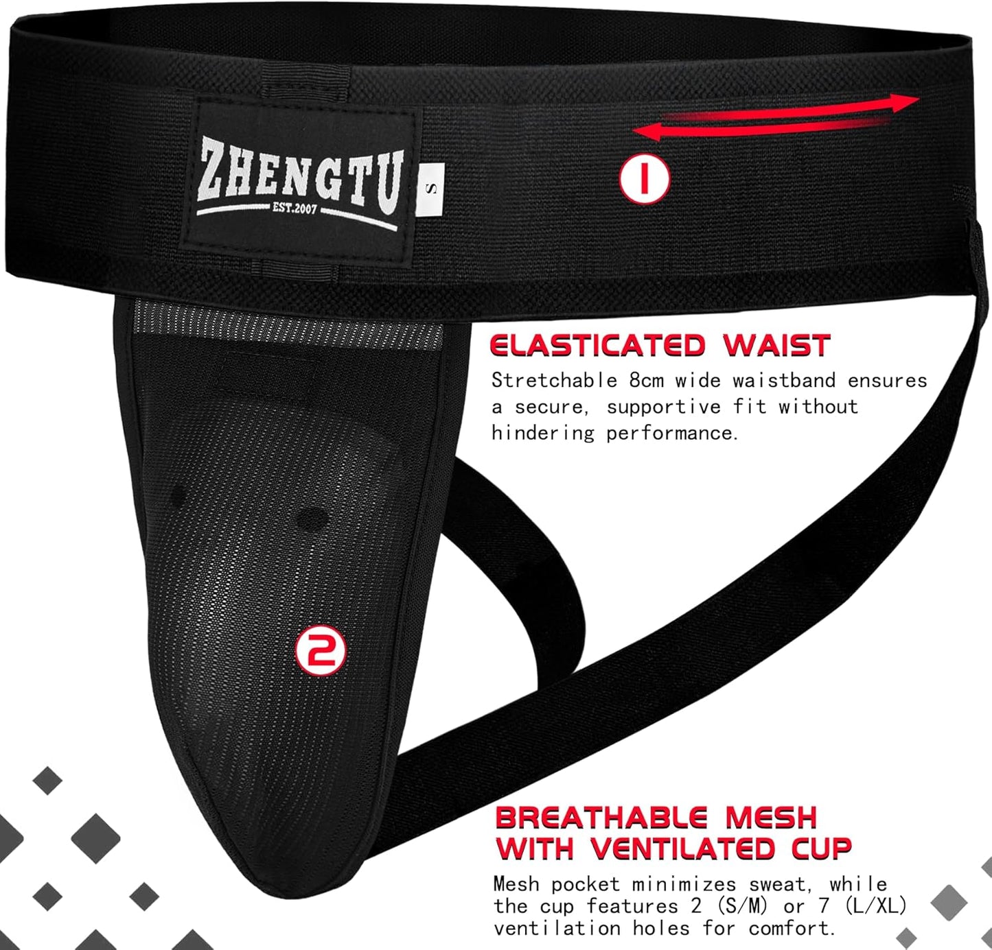 Groin Protector Cup Kickboxing Boxing Muaythai MMA Groin Guard, Jockstrap Karate Training, BJJ Protection, Soccer, Basketball Removable TPE Cup with Silicone Cushioning