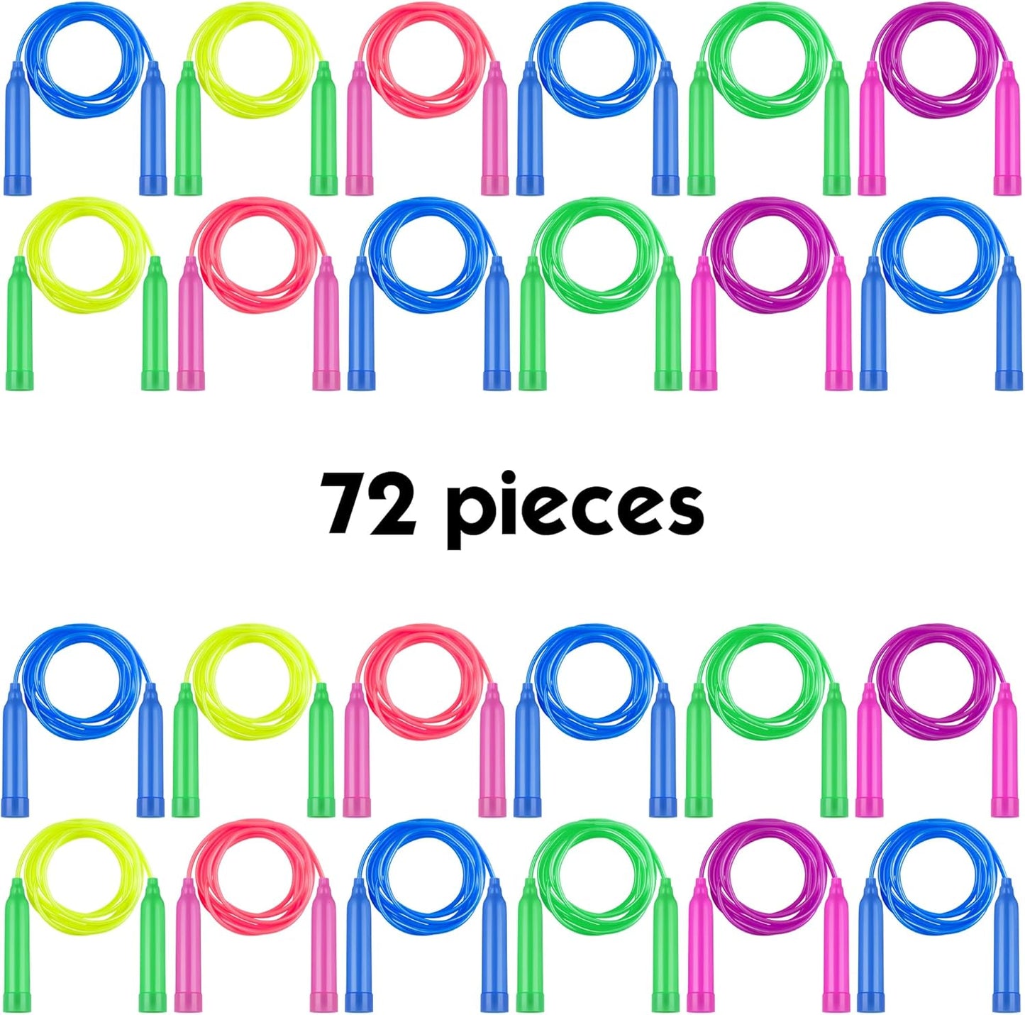 Elcoho 72 Pack Colorful Kids Jump Rope Set Great Party Favor Adjustable Plastic Kids Jump Rope Skipping Rope Outdoor Jump Ropes Great Party Favor