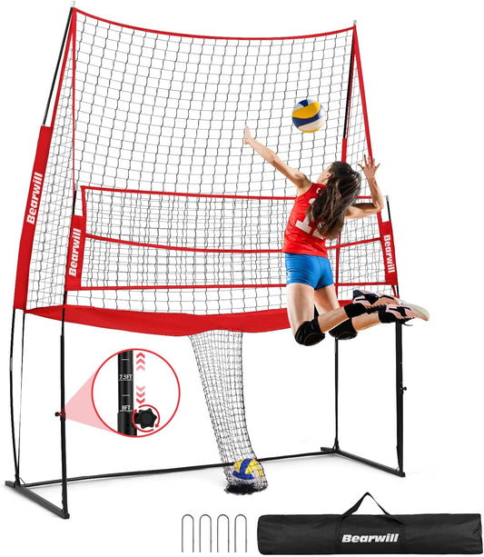 Volleyball Training Equipment, Volleyball Practice Net System Update Freely Adjustable, Portable Volleyball Net for Backyard Indoor Outdoor Hitting Serving Passing Practice