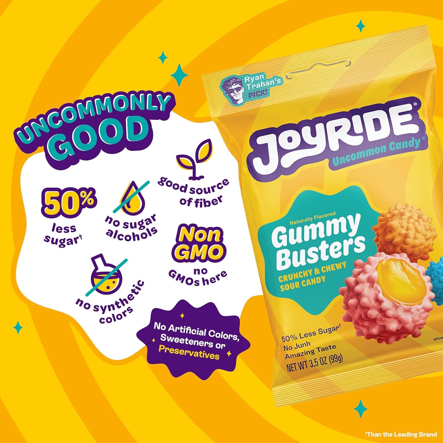 JOYRIDE Gummy Busters - 3.5 oz 6-Pack Bundle with 2.5oz Glacial Peppermint Gum, Low Sugar, Low Calorie Snacks, Dye Free Candy (7 Items)