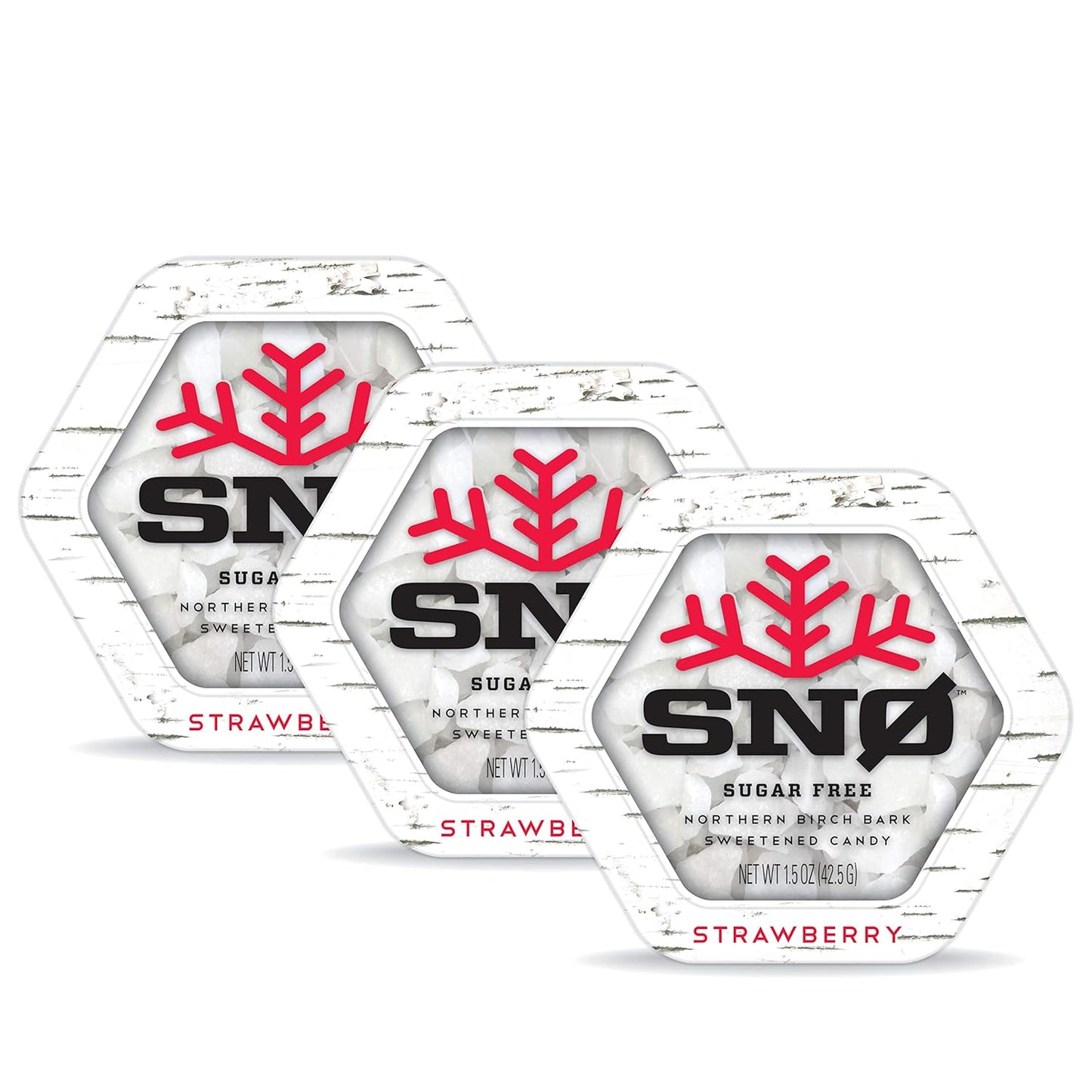 Strawberry KETO Xylitol Candy Chips (3-Pack) - SNØ 1.5oz Tin - Sugar-Free Candy With Only 2 Ingredients | Low Carbs, Diabetic-Friendly, Non-GMO, Vegan, GF & Kosher | Purest candy in the world