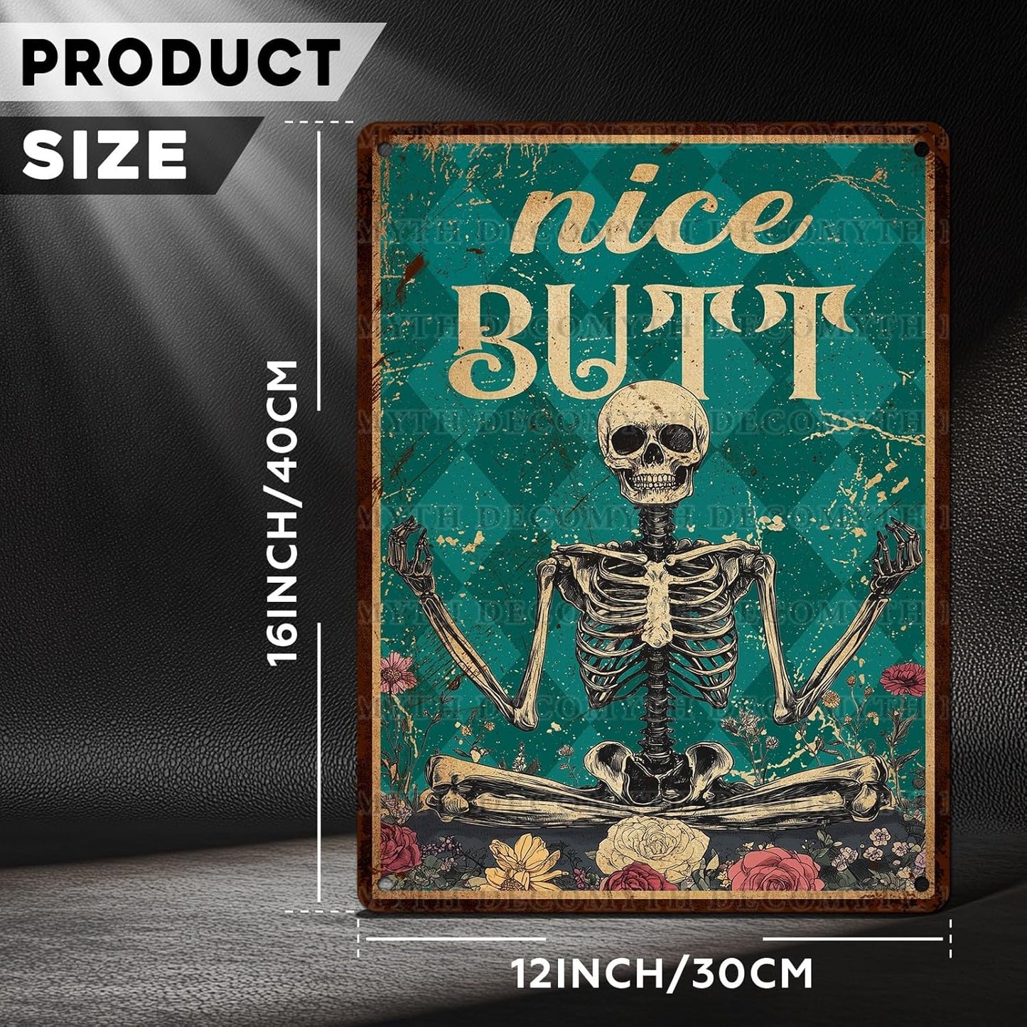 Skeleton Decor Tin Sign Retro Funny Skeleton Metal Sign for Bedroom Cafe Home Coffee Kitchen Bathroom Funny Wall Decor Art 12 * 16inch