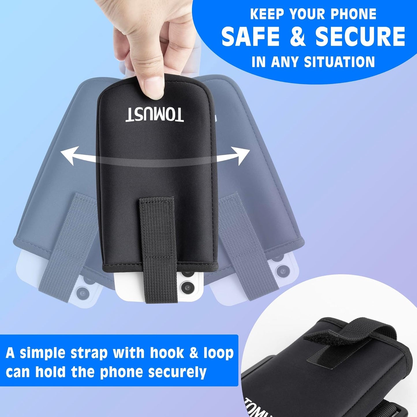 Phone Holder with Three Strap, Lightweight Arm Band with Reflective Logo, Elastic Armband Sleeve with Case Fits iPhone and Android, Use for Running, Hiking, Fitness and Workouts, Women/Men