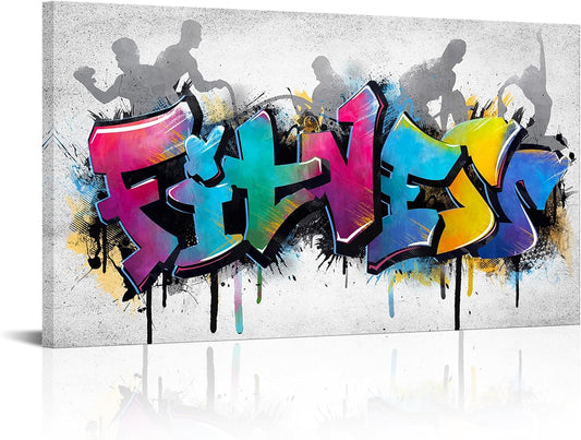 iHAPPYWALL Large Fitness Sports Canvas Wall Art Abstract Colorful Fitness Motivational Life Quote for Gym Workout Room Home Bedroom Office Ready to Hang 20x36inch (Purple)