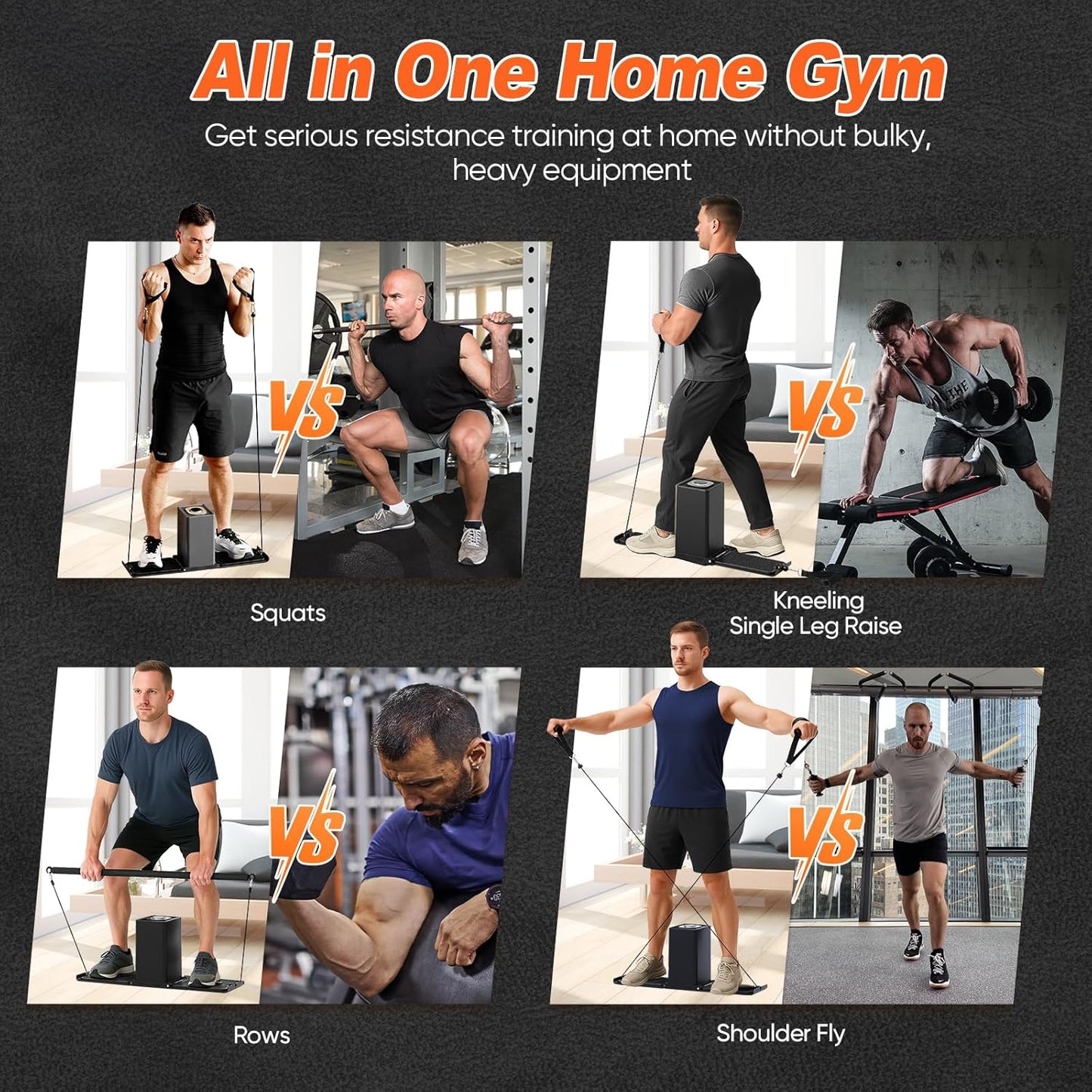 SR3 Pro Smart Home Gym Equipment,Portable Cable Machine for Home Workout ,Max 180lbs Resistance All-in-One Full Body Strength Trainer with Ambient Light