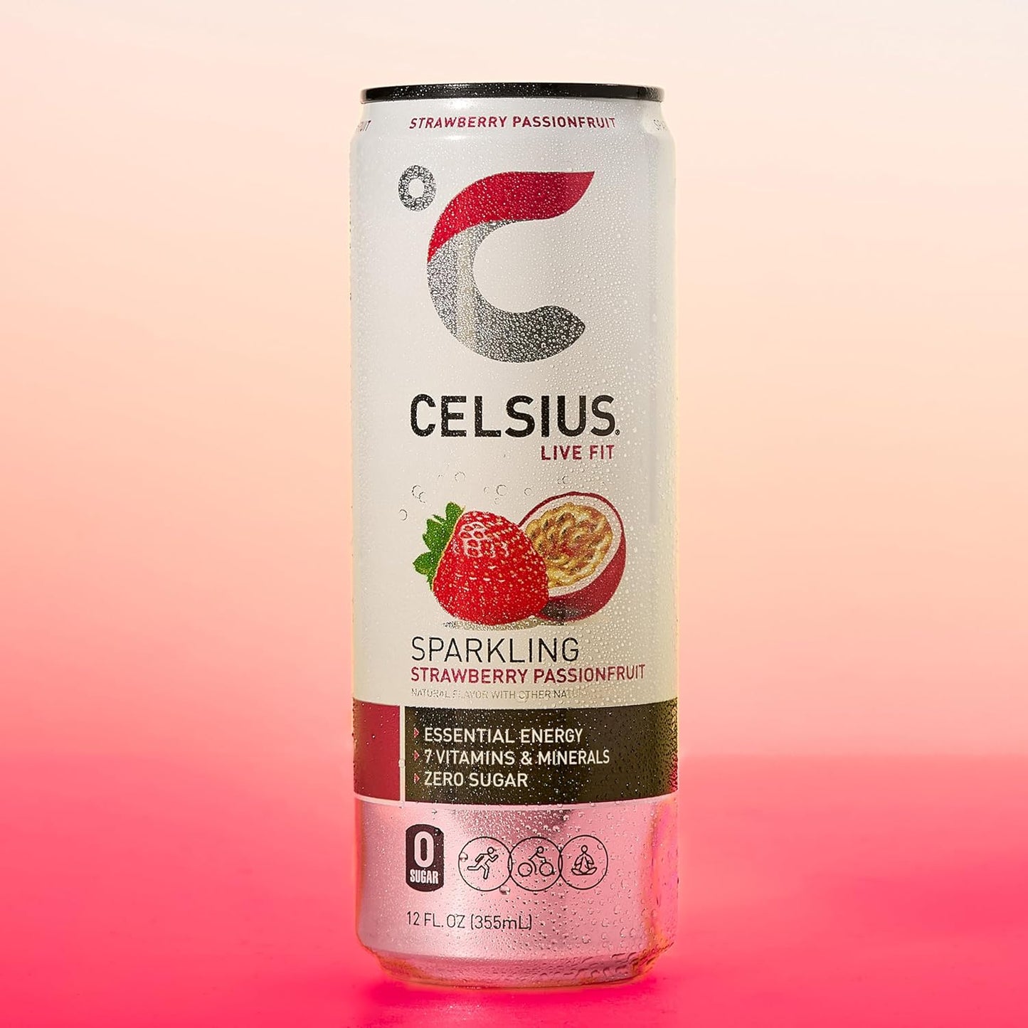 CELSIUS Sparkling Strawberry Passionfruit, Sugar Free Energy Drink, 12 Fl Oz (Pack of 12)