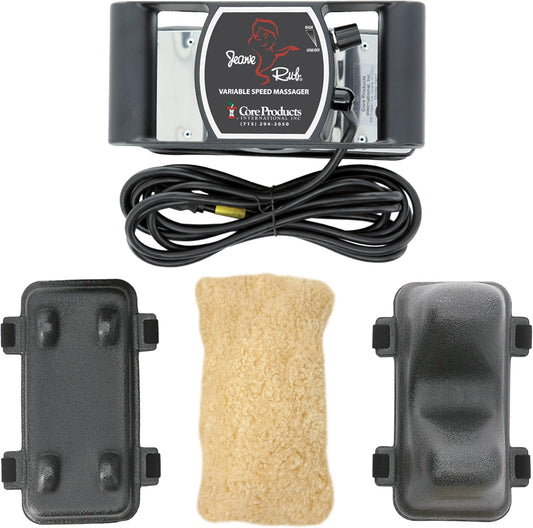 Core Products Jeanie Rub Massager Deluxe Package - Variable Speed Electric Massager for Deep Tissue Pain Relief, Full Body Massage, Back & Shoulder Massager w Fleece Pad Cover & Trigger Point