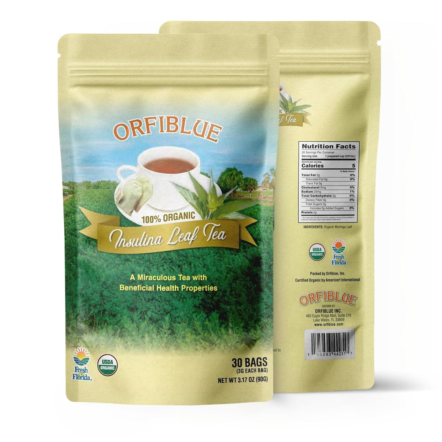 100% Organic Insulina Leaf Tea bags | Organic Herbal Teas | Premium Quality & Flavorful Blends - 0 Sugars, 0 Carbs, 0 Fats, 1% Sodium (25mg) | Rich in Vitamins - Detox, Immunity, Wellness & More