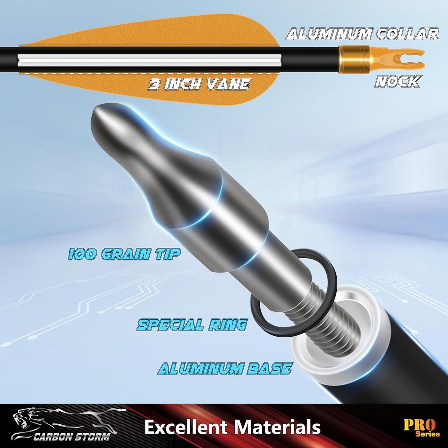 SUNYA 12-Pack 30 Inch Carbon Arrows Spine 500 or 400 for 40-60 LBS Bows｜Switch to Recurve/Compound Modes, Anti-Loose O-Ring & TPU Vanes for Hunting/Target Practice