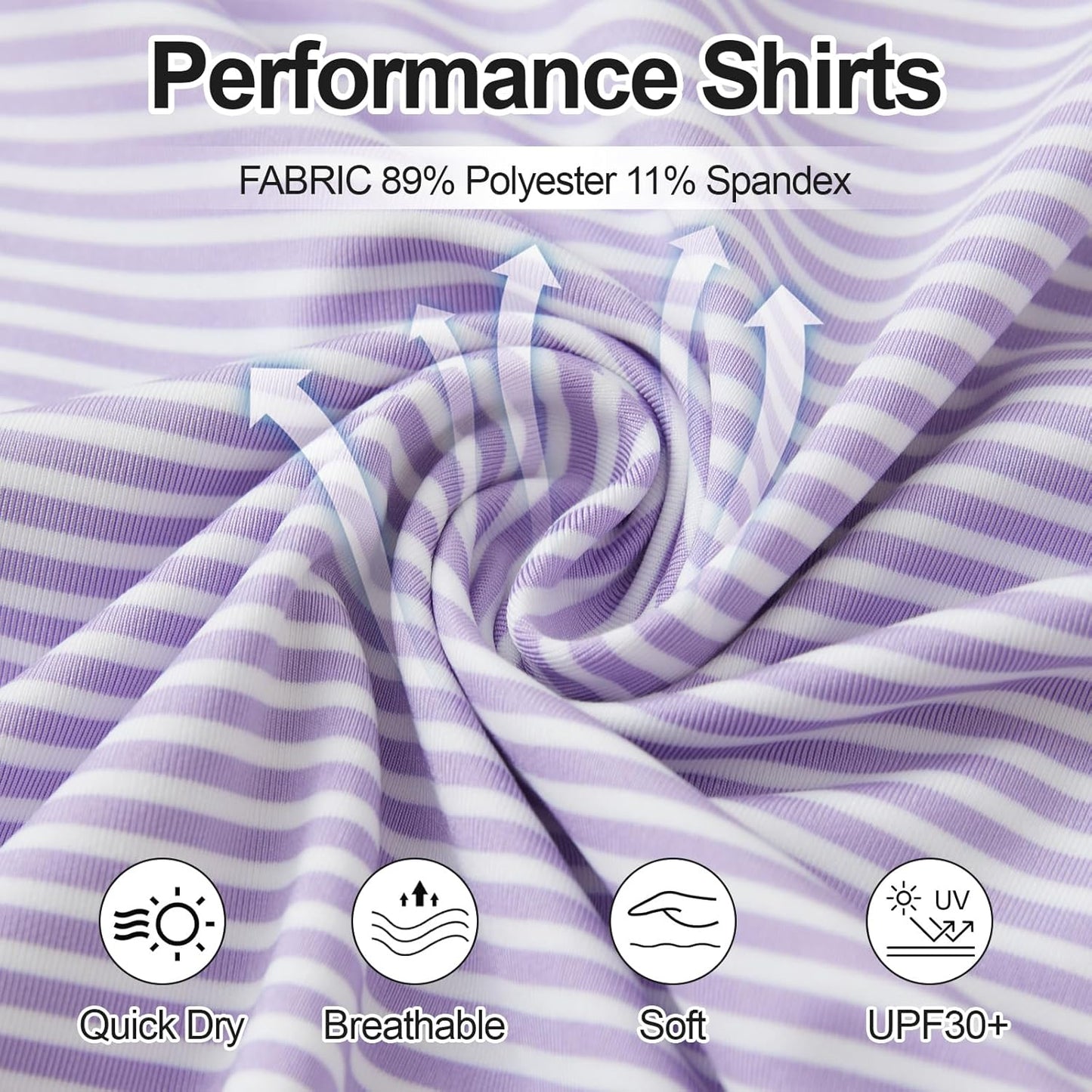 Golf Shirts for Men - Moisture Wicking Short Sleeve Performance Sport Casual Striped Collared Mens Polo Shirt