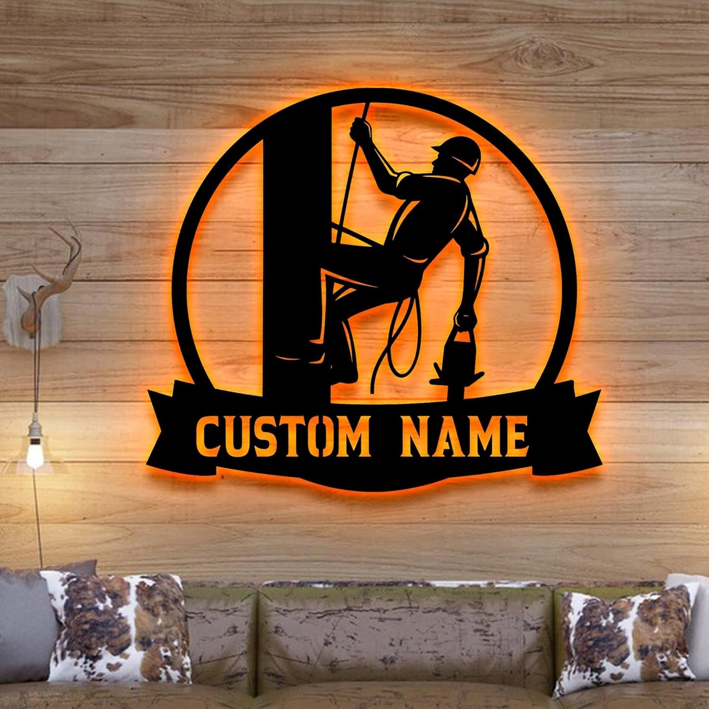 Personalized Electrician Metal Sign with LED Lights, Custom Electrician Metal Wall Art, Gift For Electrican, Wall Art Hanging Home Decor Birthday Xmas Gift