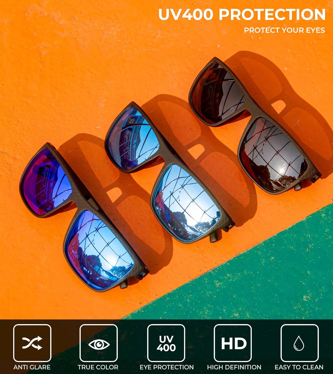 KALIYADI Polarized Sunglasses for Men, Lightweight Sun Glasses with UV Protection for Driving Fishing Golf