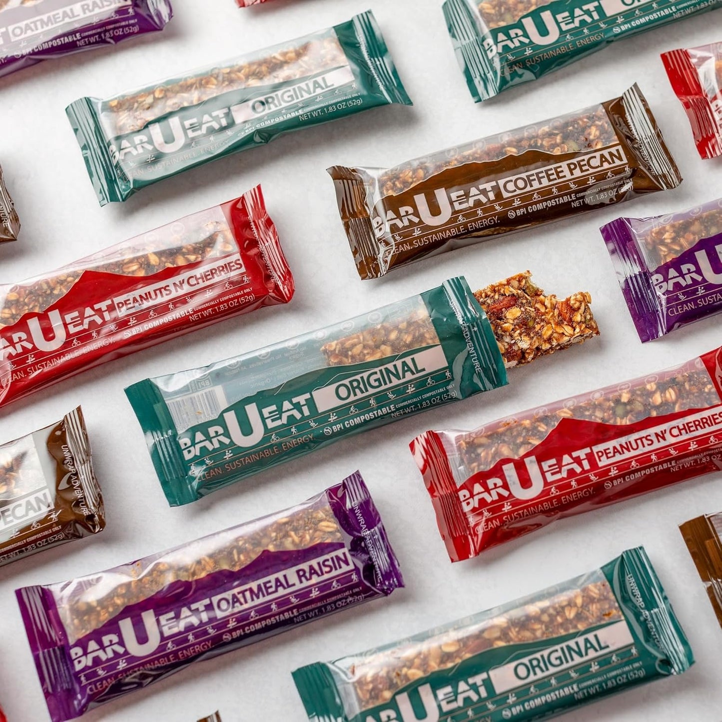 BAR-U-EAT Gluten-Free, Organic, Soft & Chewy Energy Bar. Real Food | Seed Oil Free | No Artificial Sugar | Compostable Packaging | Healthy Snacks (Variety 12 Pack)