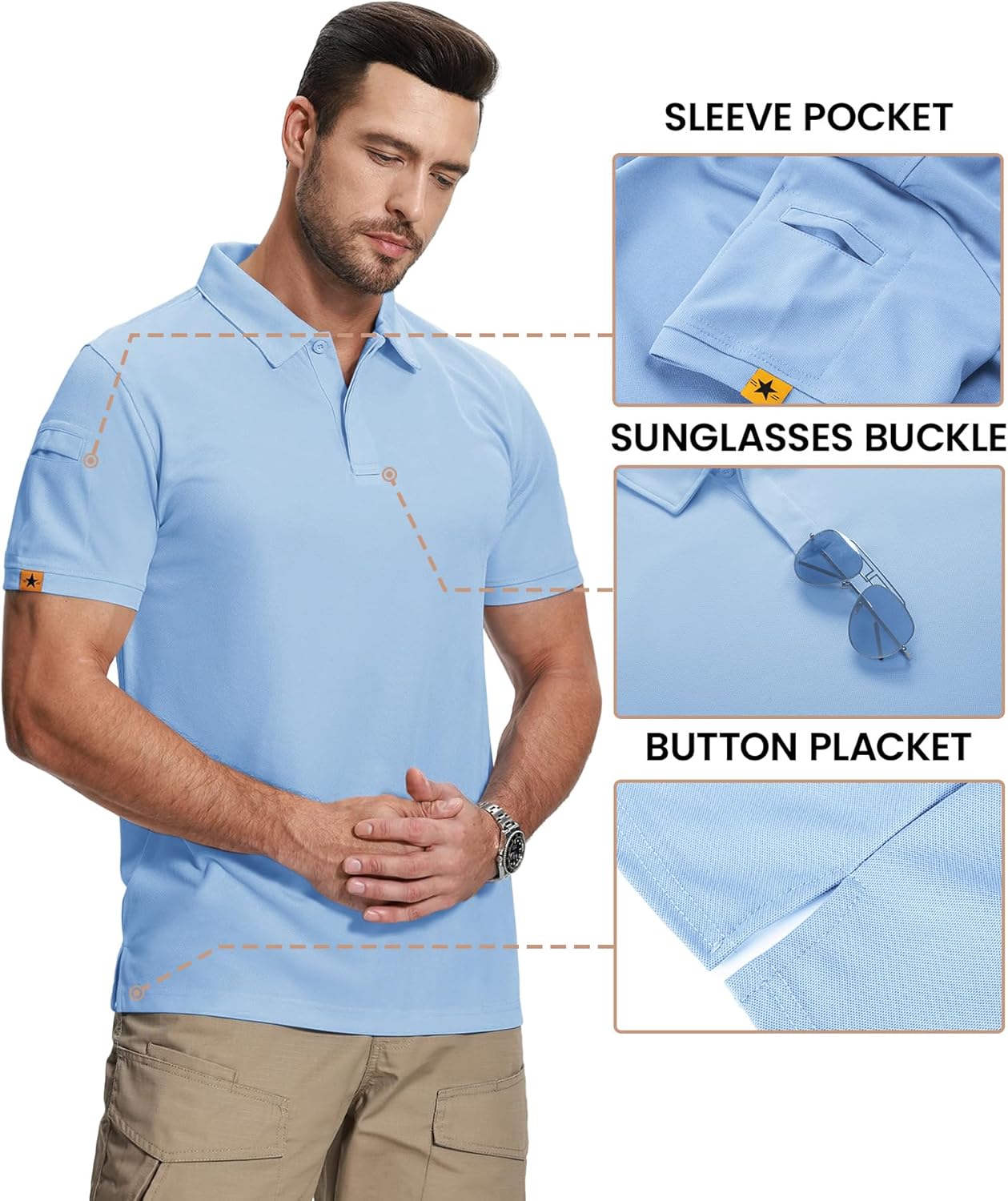 ZITY Mens 2 Pack Polo Shirts Short Sleeve Performance Sports Golf Shirt for Men Tactical Shirt