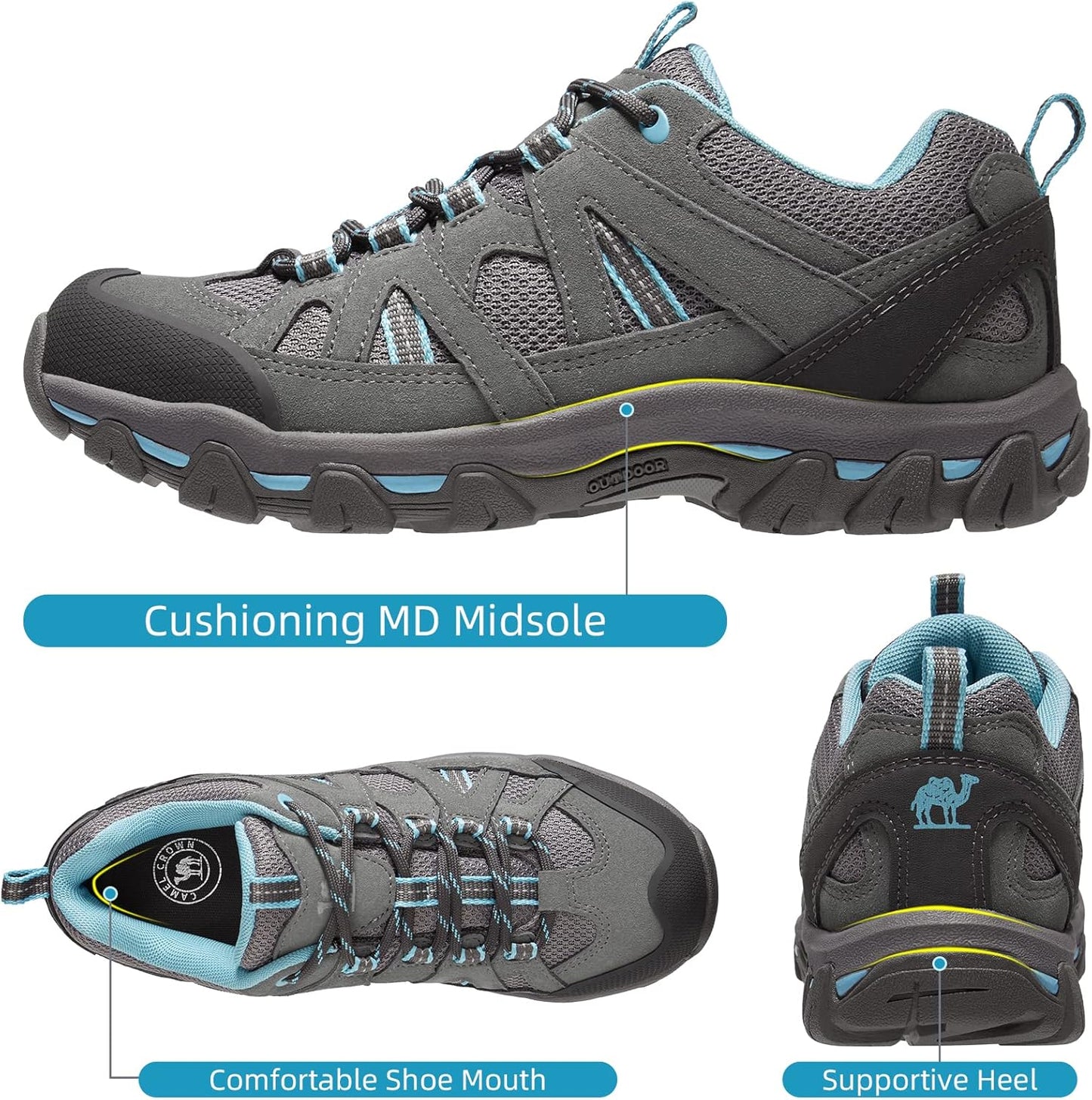 CAMELSPORTS Women's Hiking Shoes Breathable Trail Running Shoes Non-Slip Lightweight Outdoor Sneakers for Trekking Walking