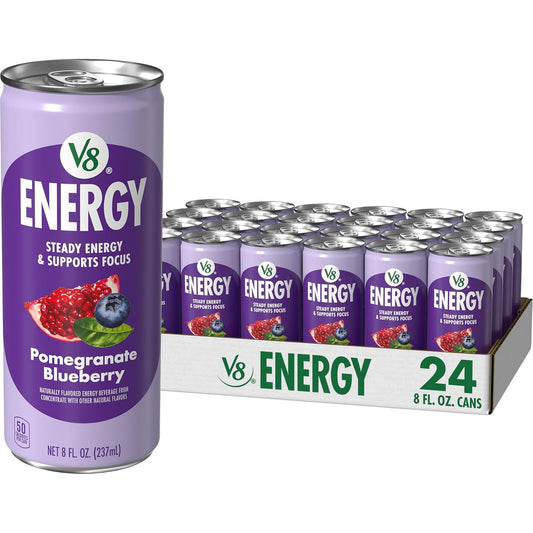 V8 Energy Pomegranate Blueberry Energy Drink, 8 fl oz Can (24 Pack)