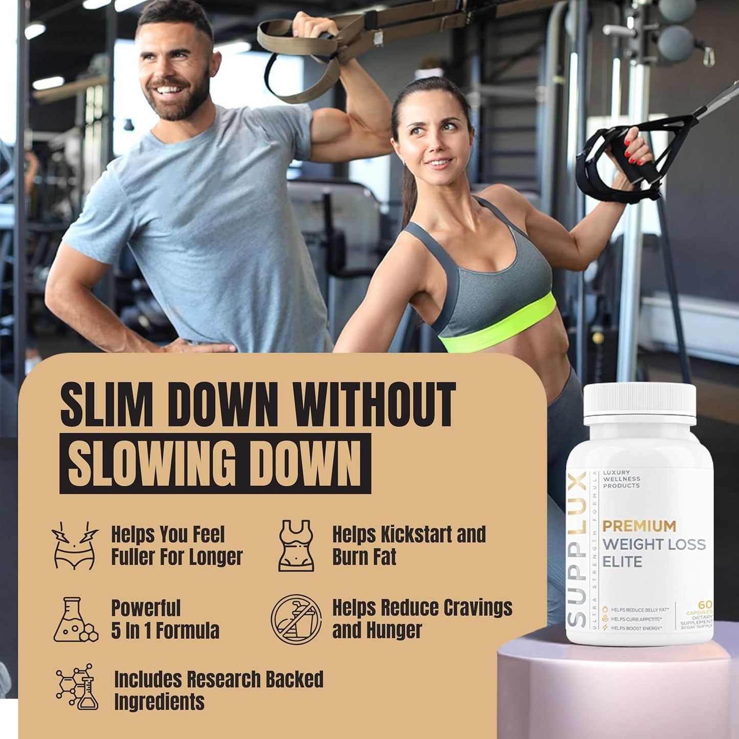 Premium Weight Loss Elite | Supports GLP-1 Pathway Function | Weight Loss Pills for Women, Fat Burner for Men | 5 Strategic Backed Ingredients | 3rd Party Tested Supplement - 60 Pills