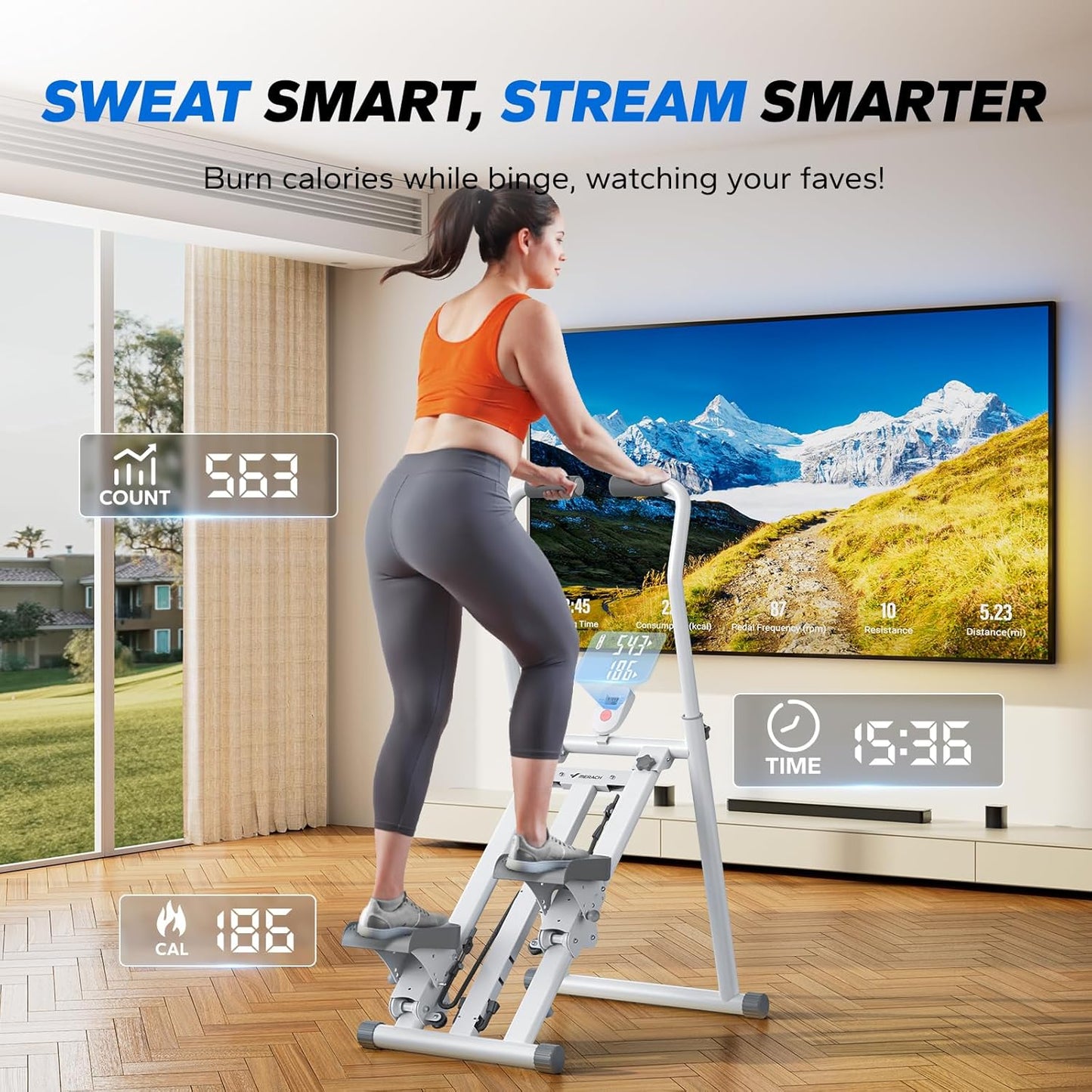 MERACH Stair Stepper for Home Gym Exercise, New Version Vertical Climber Machine for Full-Body Workout, Compact Folding Cardio Exercise Climber with Extended Step Range, Adjustable Handlebar & Pedals