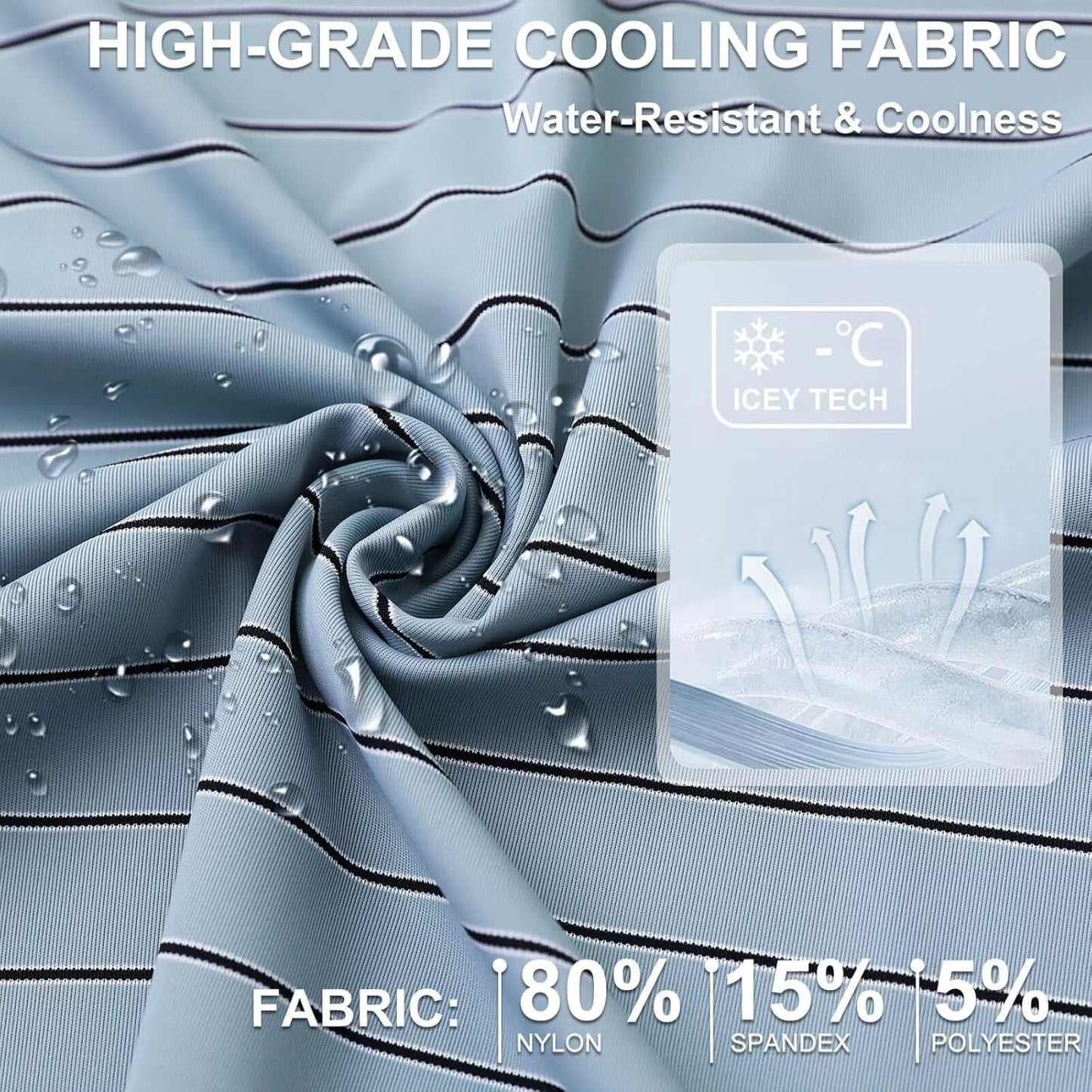 M MAELREG Mens Striped Golf Shirts Short Sleeve Silk-Like Touch Water-Resistant Breathable Soft Collared Polo Shirts for Men