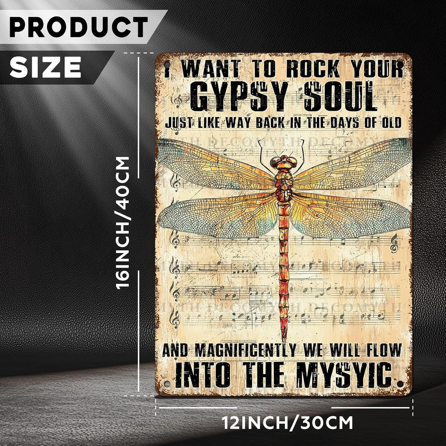 Dragonfly Decor I Want to Rock Your Soul Into The Mystic Vintage Metal Tin Sign for Home Cafe Bedroom Library Bookshelf Wall Decor 12 * 16inch
