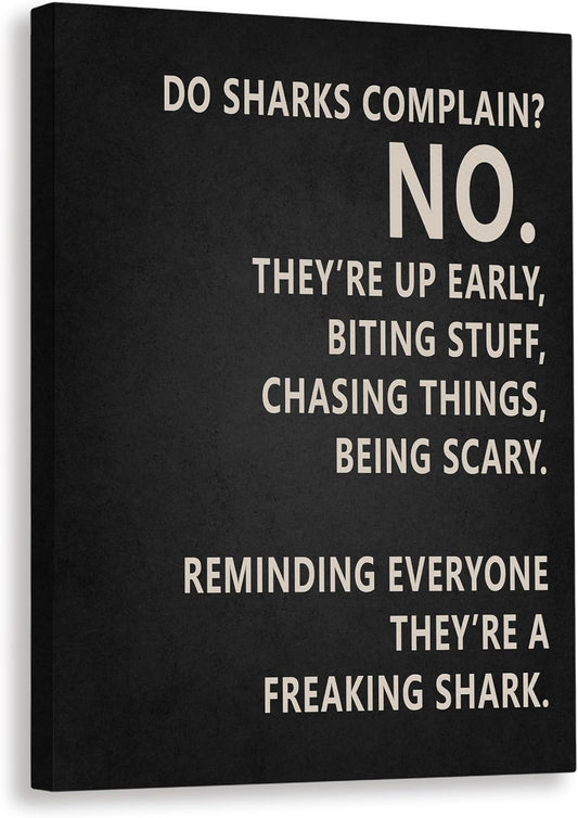 Rusenbao Gym Motivational Workout Wall Art, Home Gym Decor, Do Sharks Complain About Monday, Inspirational Workout Posters for Home Gym Decoration, 11x14 inch