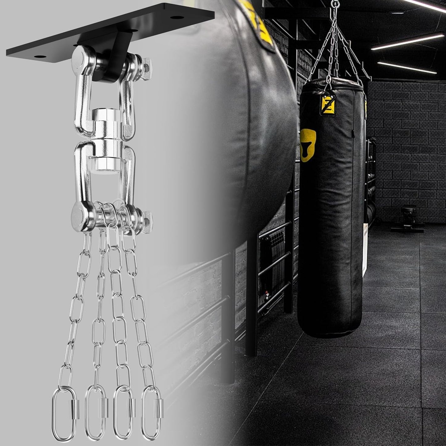 Heavy Bag Hanger,Punching Bag Mount Hanger Bracket,Ceiling Mount Hook 360°Rotation Wood Beam Holder Body Weight Strength Training Systems,Suitable for Swings and sandbags(900 LB Capacity)